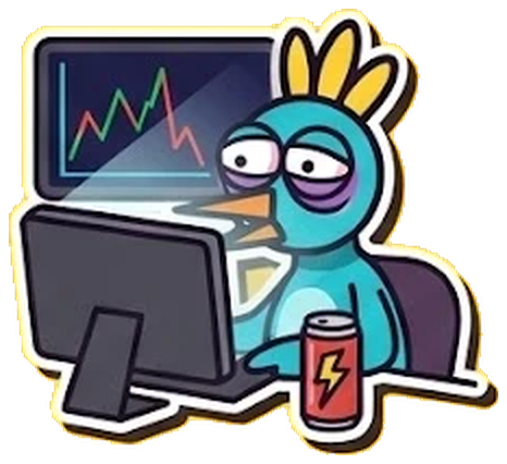 BipBip awake at 3 a.m. in front of a chart