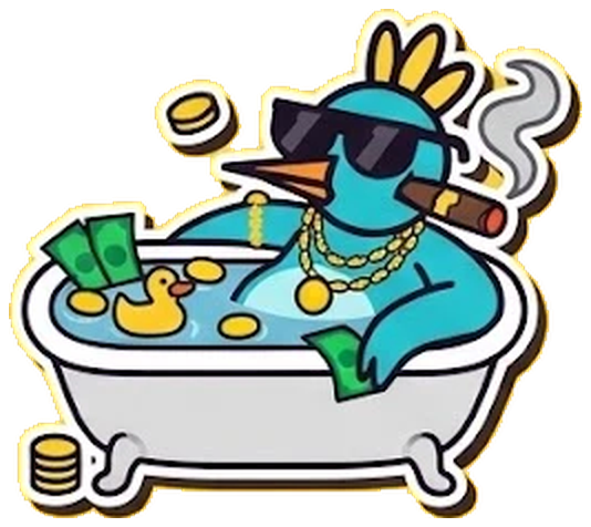 BipBip in a bathtub full of cash